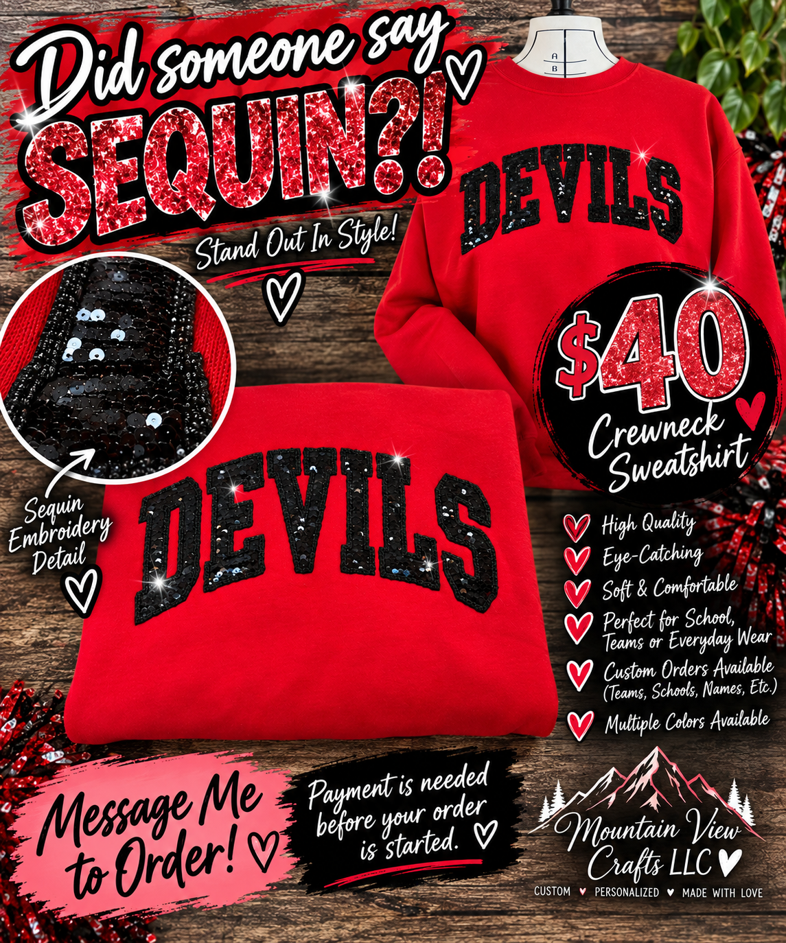 Embroidery Sequin Custom Sweater